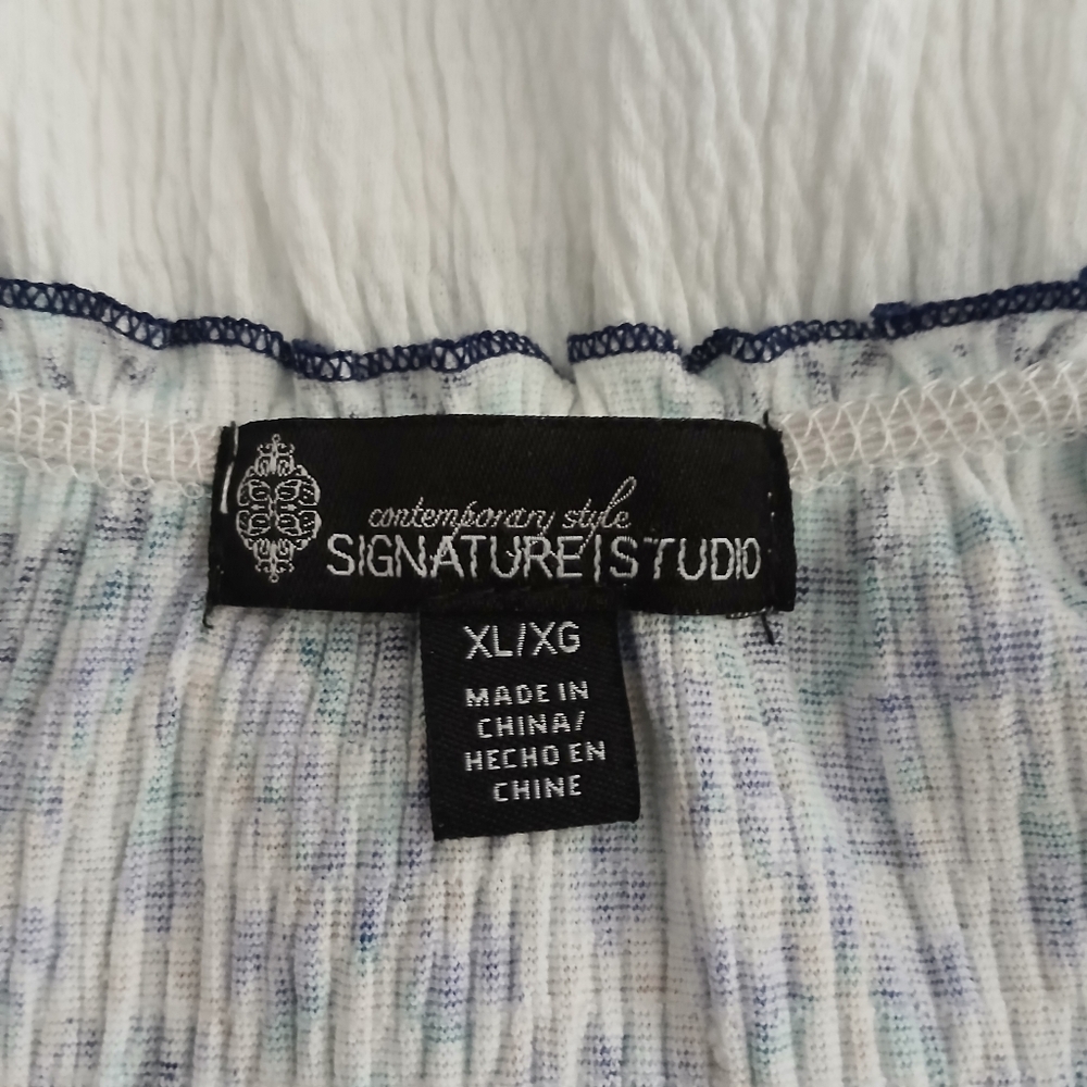 Signature Studio Womens Chevron Print Top Size XL/XG Color Purple/Blue/White - Picture 9 of 10